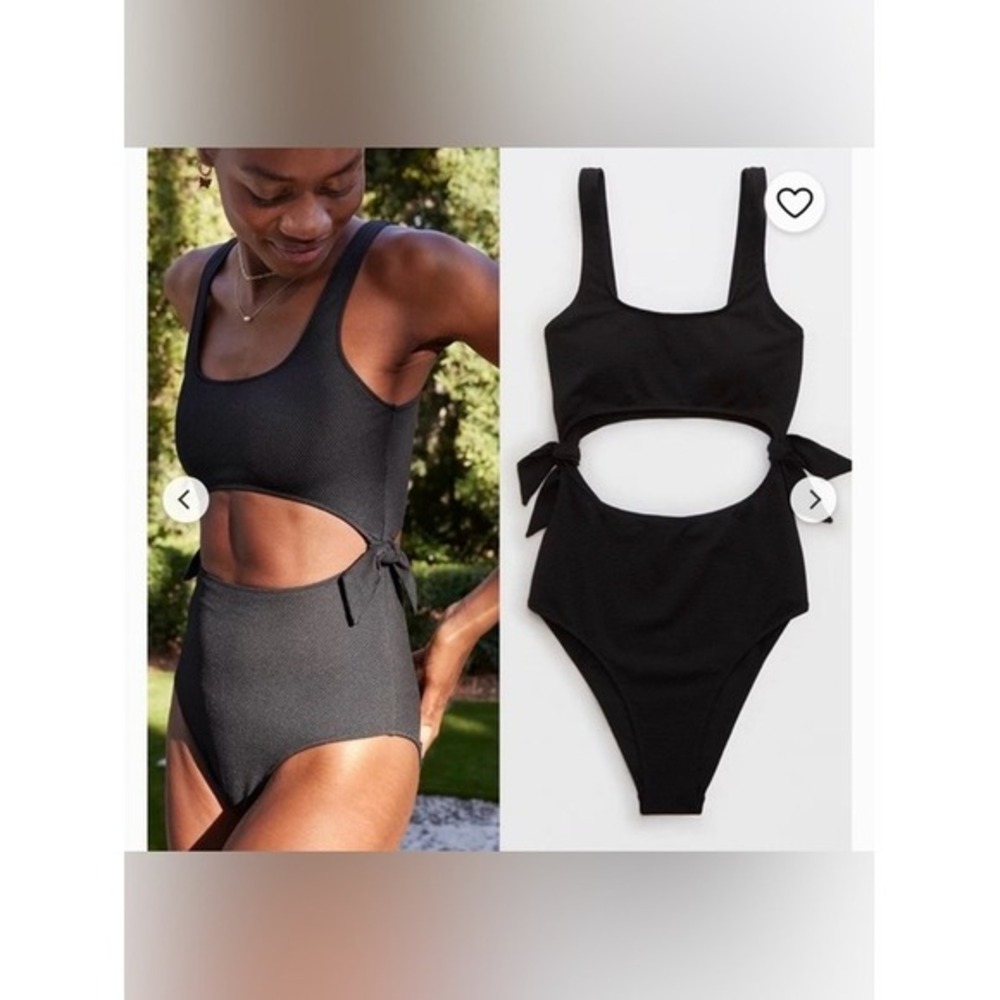 aerie Black Cutout One-Piece Swimsuit